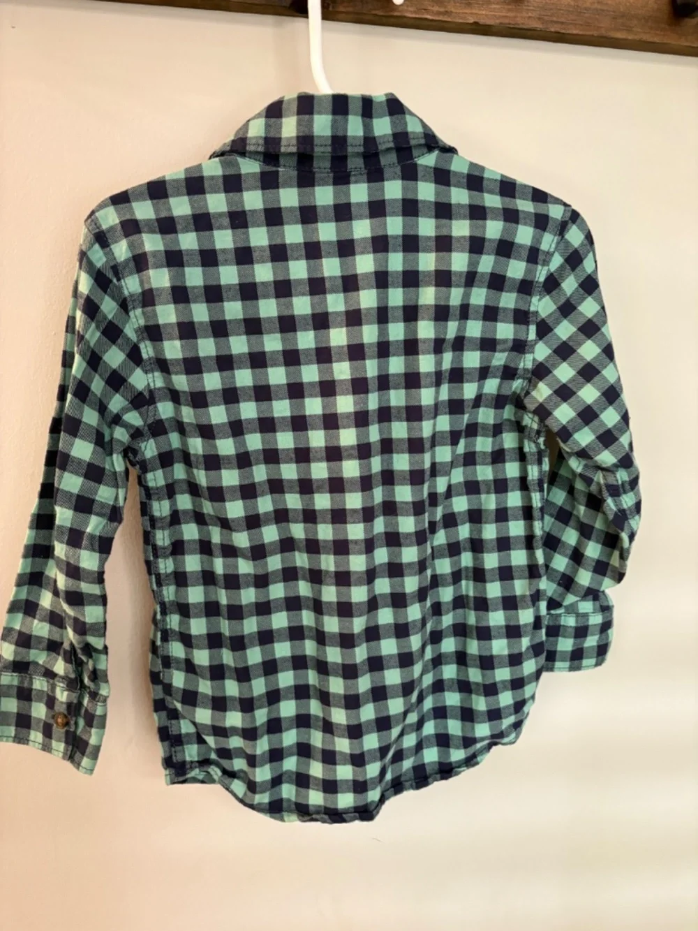 Carter's Toddler Flannel Shirt 3T Green Plaid Buffalo Check Button Down